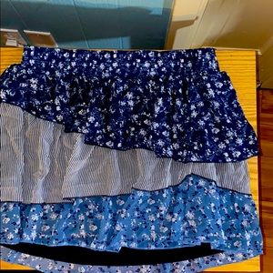 Layered skirt blue with florals and stripes
